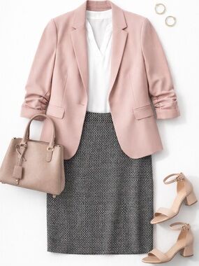 Elle-Black and White Patterned Pull on Pencil Skirt - Size: XL (16/18)